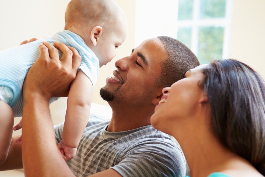 Couple spends time with baby